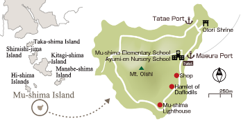 Map of Places to See on Mu-shima Island