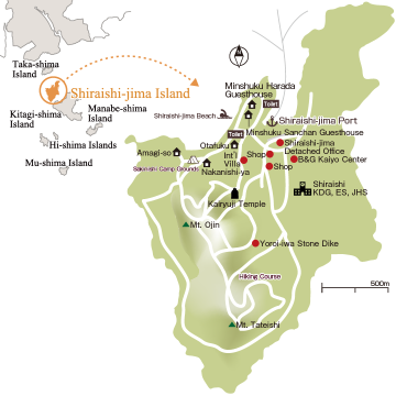 Map of Places to See on Shiraishi-jima Island 