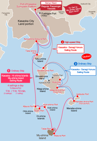 Sailing Routes to Mu-shima Island